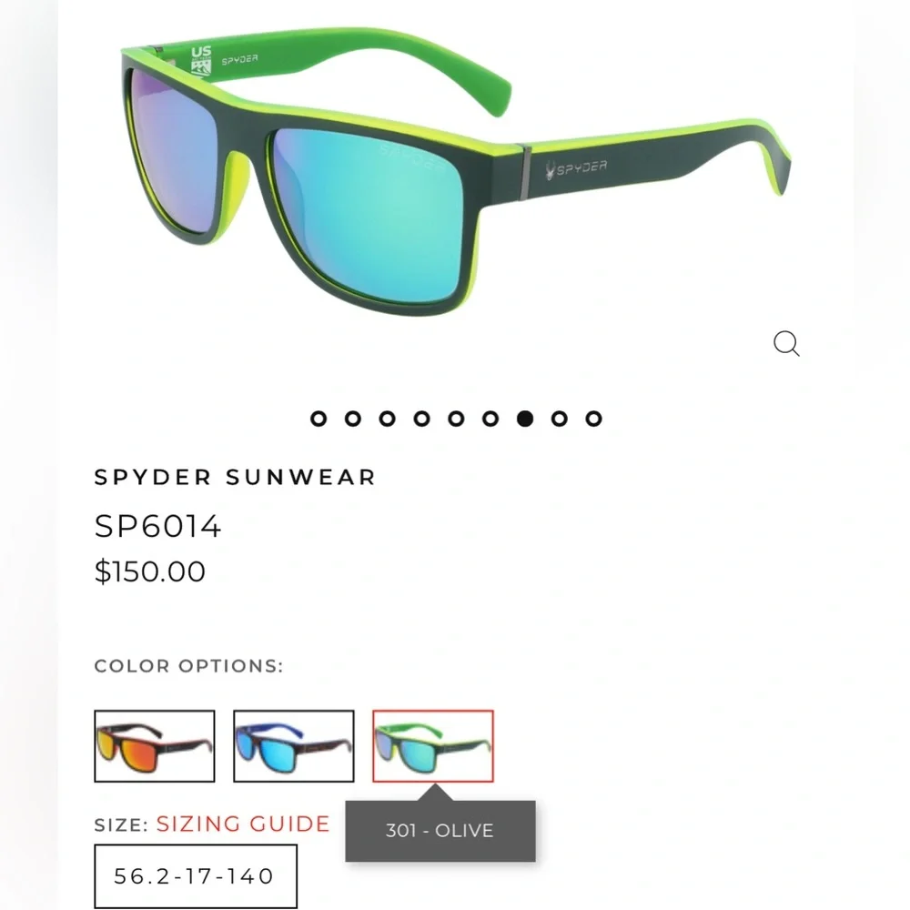Spyder NEW Green Polarized Sunglasses with Black Case